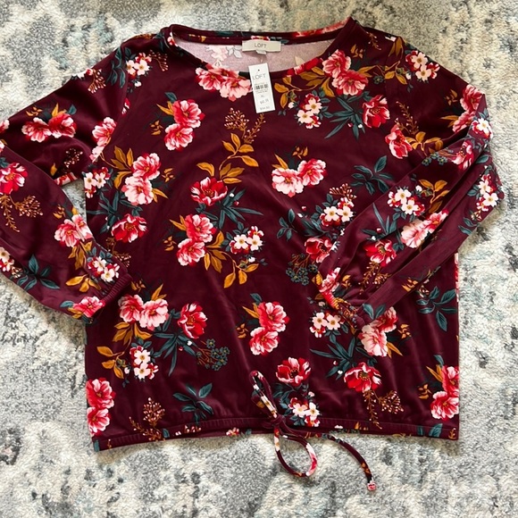 Loft Velour Floral Top - Picture 1 of 8